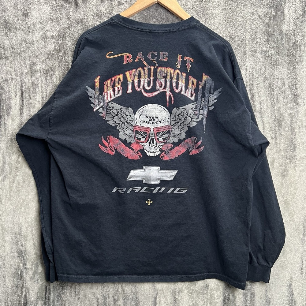 Vintage Y2K Chevrolet Race It Like You Stole It Long Sleeve Shirt 2XL Skull